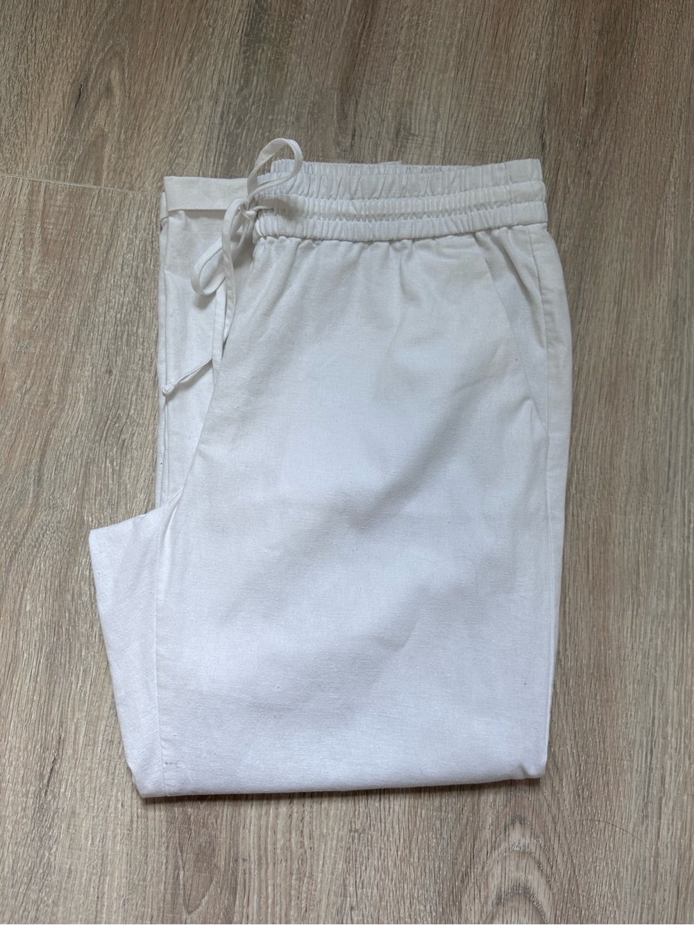 J.Crew White Linen Pants Relaxed Straight Leg Cropped 26” Inseam Women’s Size 10